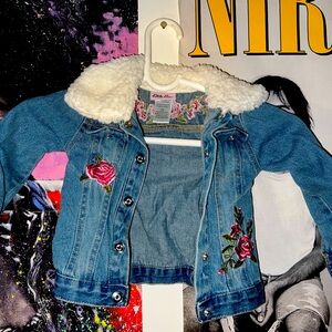Little Lass 2T Children’s Denim Jacket/ Winter Coat Floral Embroidered!